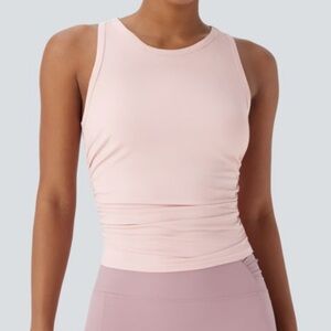 Halara Light Pink Ruched Racerback Yoga Tank